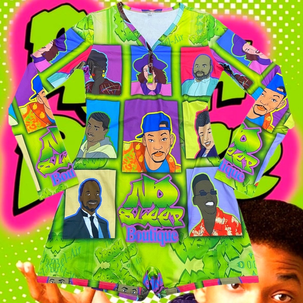 FRESH PRINCE. Women’s short onesie loungewear.